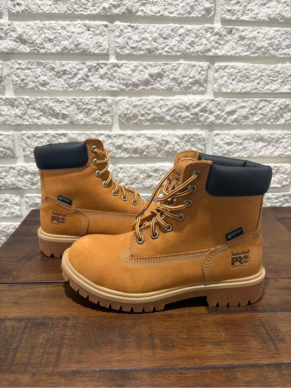 Timberland PRO Kids Wheat/Tan Work Boots with Black Collar